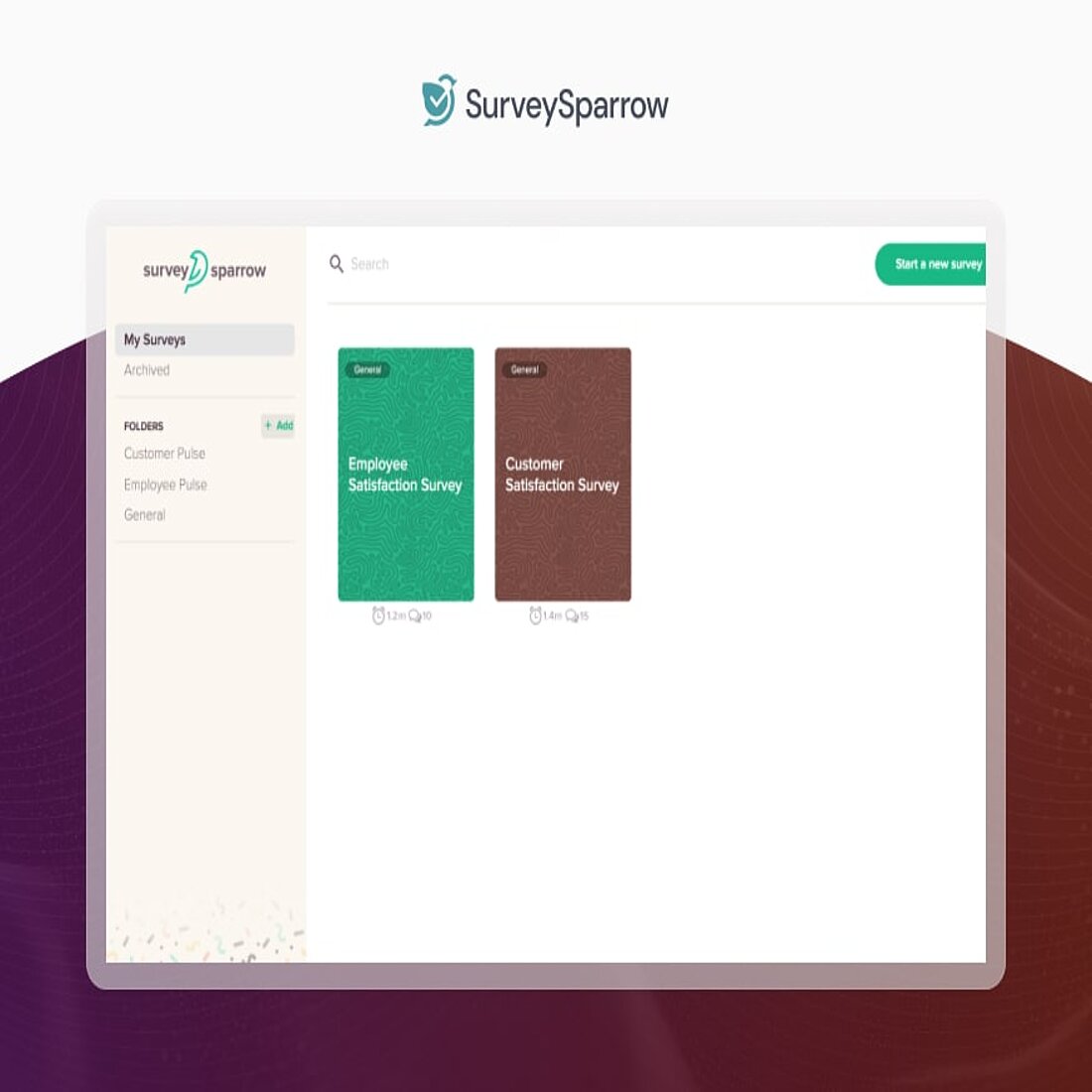 SurveySparrow verwandelt Umfragen in unterhaltsame Erlebnisse, die die Beantwortungsraten und das Engagement der Benutzer verbessern SurveySparrow-Schnittstelle