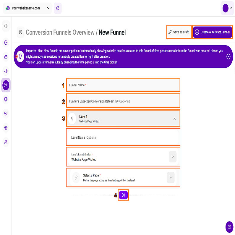 Parameter für den Trichter festlegen Parameter für den Trichter festlegen