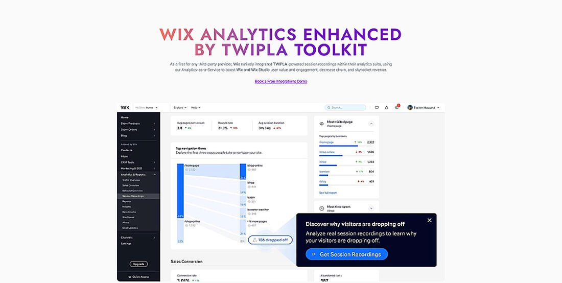 An example Success Story on Wix Analytics