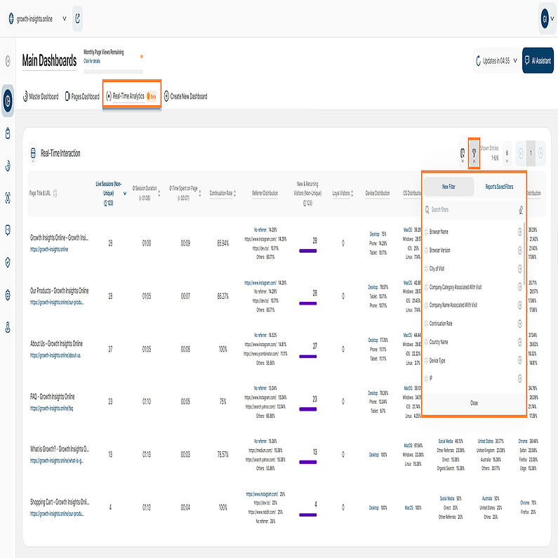 Apply Filtering to Real-Time Interaction Report Block