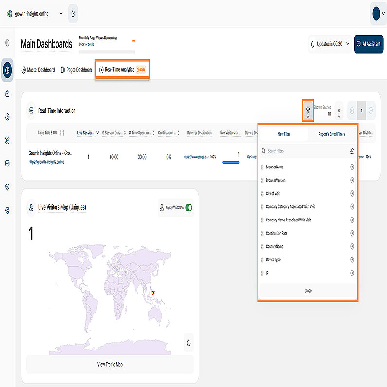 Aplicarea filtrării la blocul de rapoarte de interacțiune în timp real Aplicarea filtrării la blocul de rapoarte de interacțiune în timp real