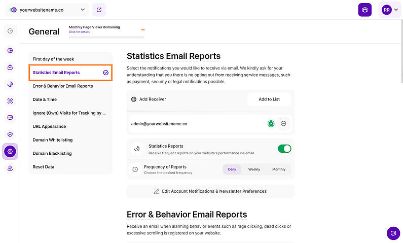 Einrichten Ihrer Statistik-E-Mail-Berichte