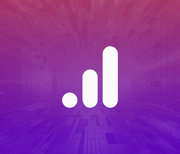 Ein abstraktes Bild, das Google Analytics mit einem zentrierten Logo darstellt