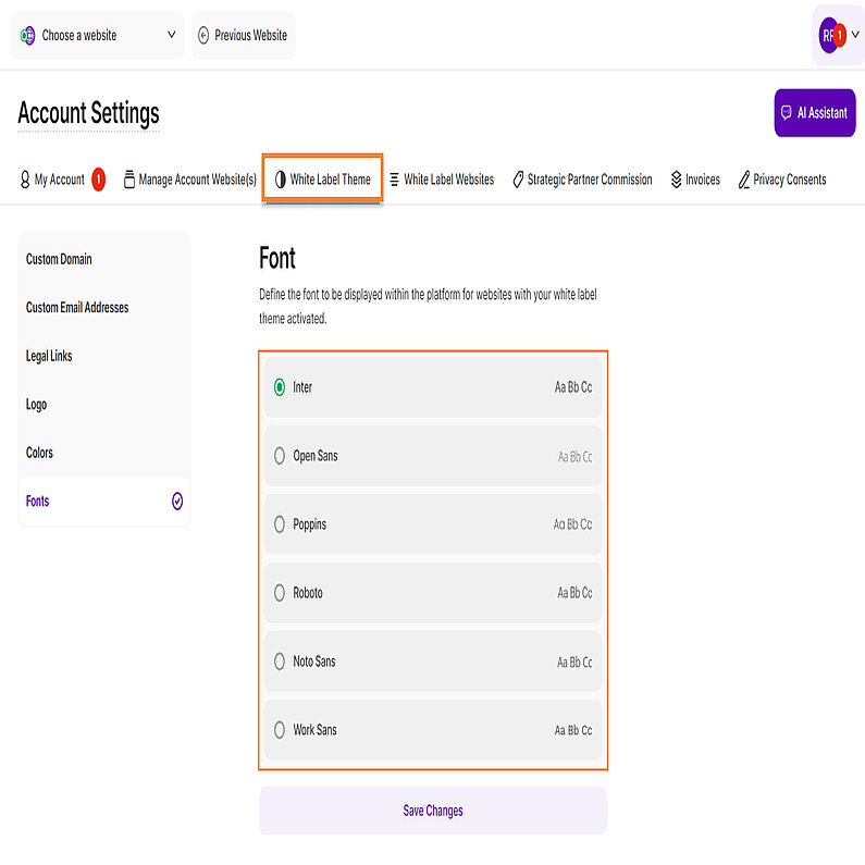 Anpassen der Schriftart