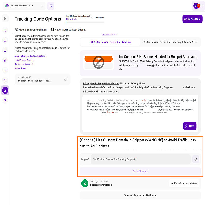 Configurarea unui domeniu personalizat pentru snippet Configurarea unui domeniu personalizat pentru snippet
