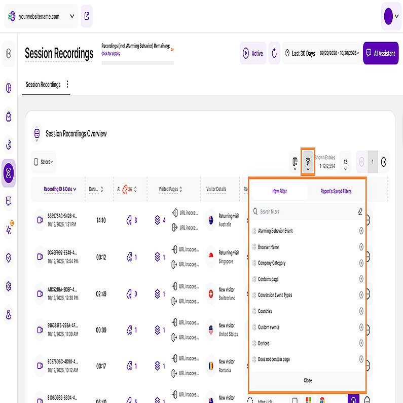 Filters For Session Recordings Overview Filters For Session Recordings Overview