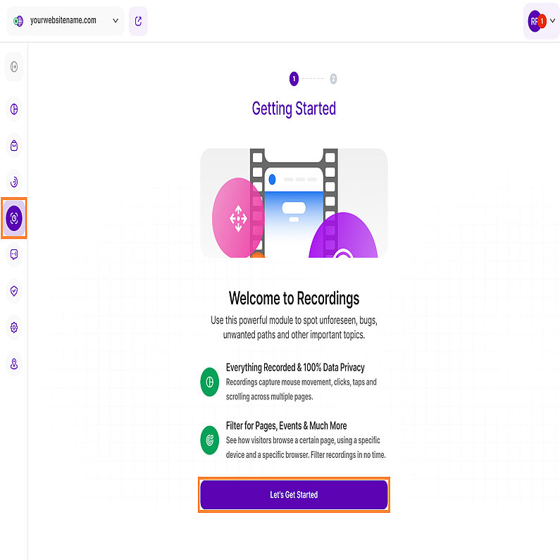 Aktivieren Sie die Funktion Session Recordings Aktivieren Sie die Funktion Session Recordings