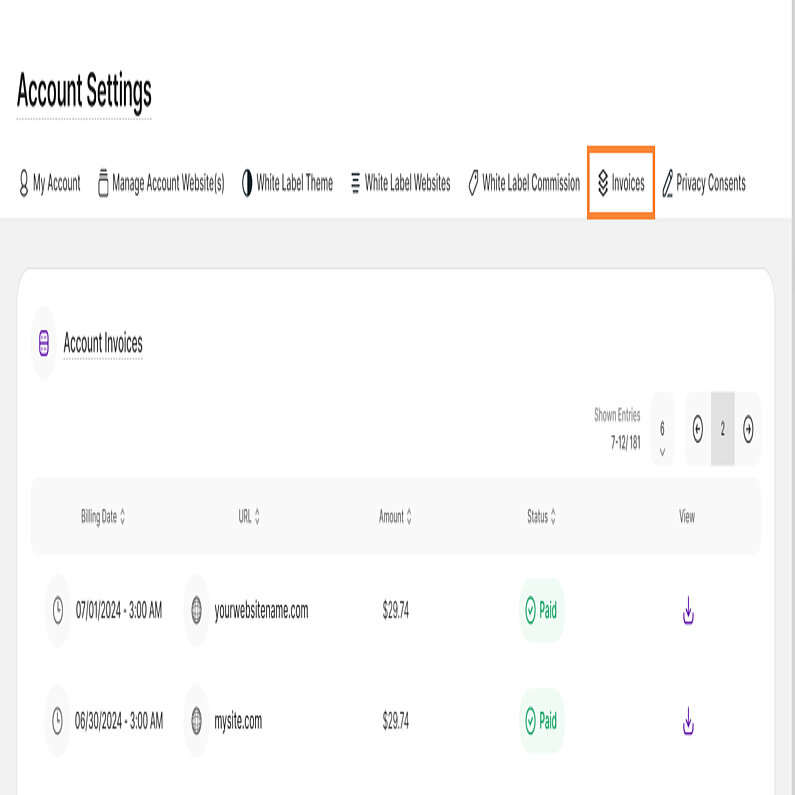 Manage Invoices for All Your Websites Manage Invoices for All Your Websites