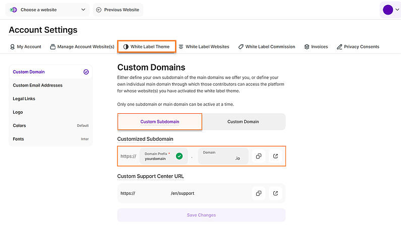 Define Your Custom Subdomain