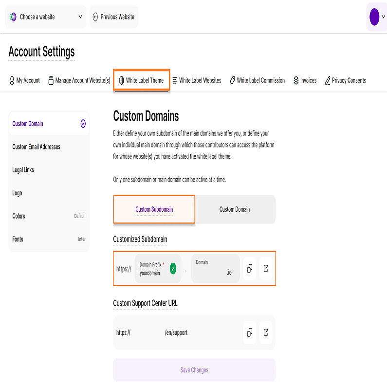 Definiți subdomeniul dvs. personalizat Definiți subdomeniul dvs. personalizat