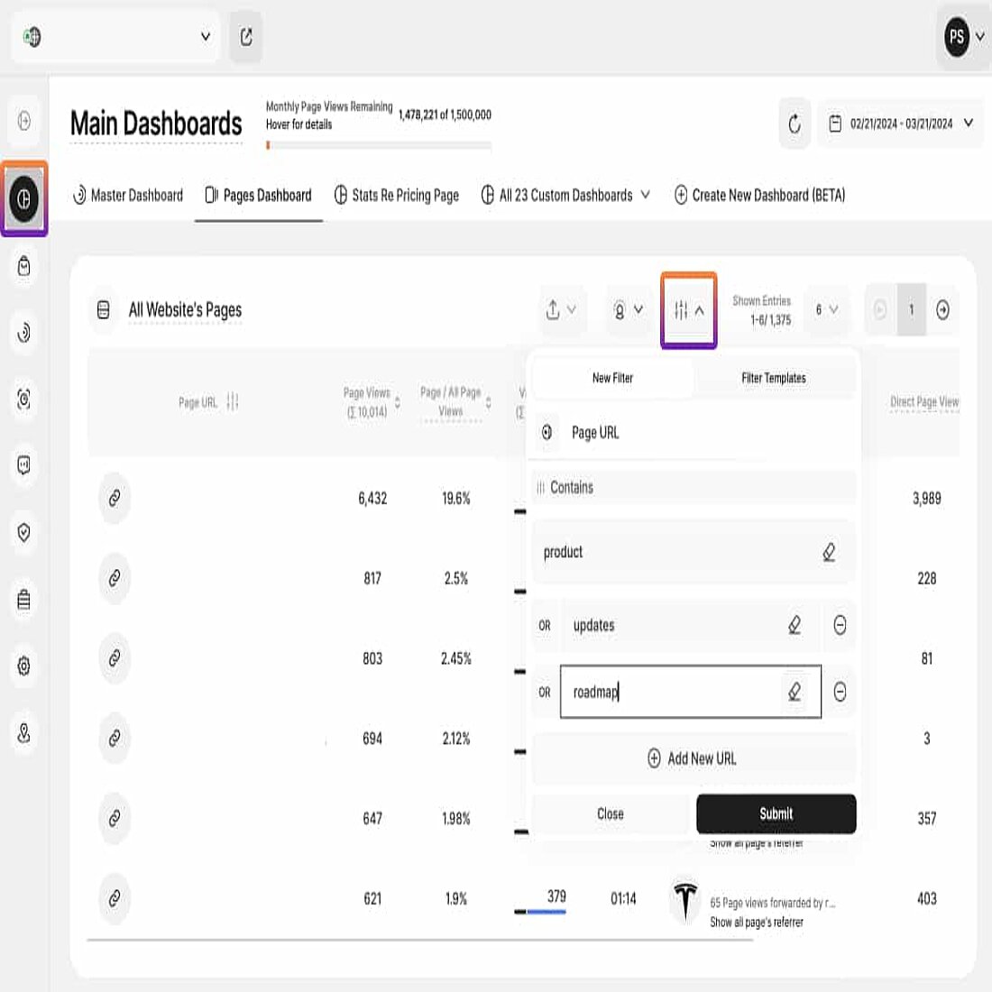 Multi layer URL Filter