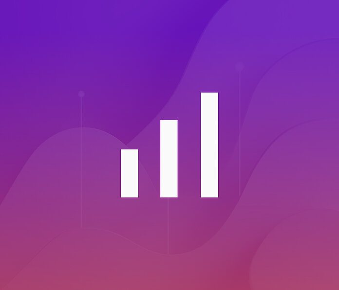 Ein abstraktes Bild, das Simple Analytics mit einem zentrierten Logo darstellt