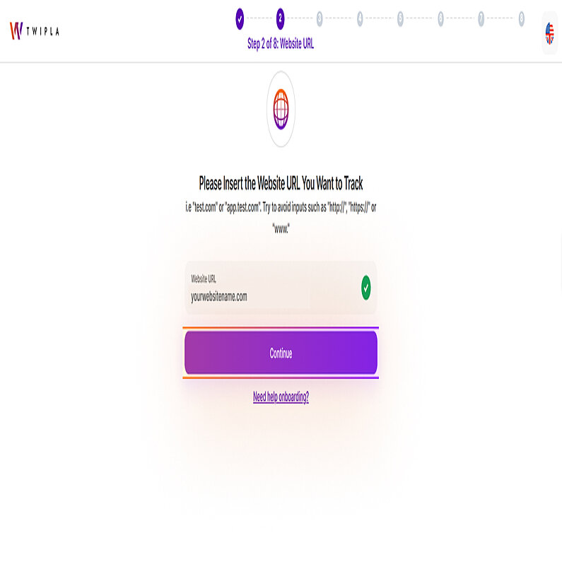 Insert your website URL to track
