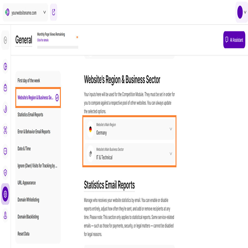 Define Your Website’s Region and Business Sector Define Your Website’s Region and Business Sector