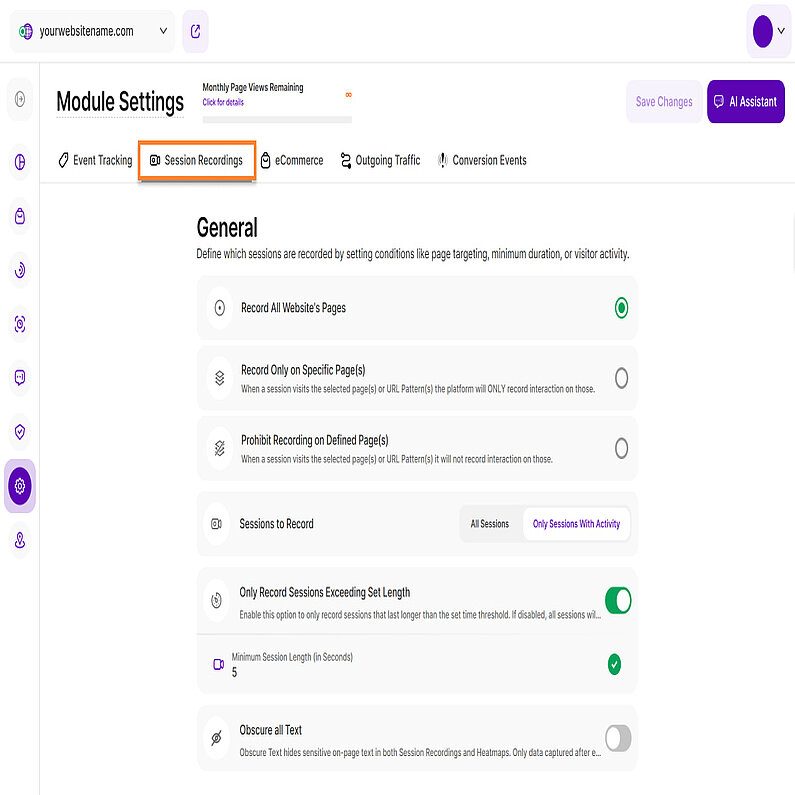 Manage Your Session Recordings Settings