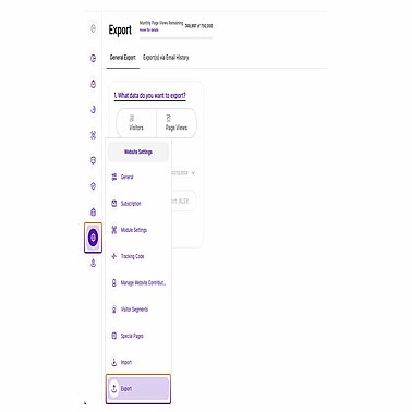 Website settings exporting data Website settings exporting data
