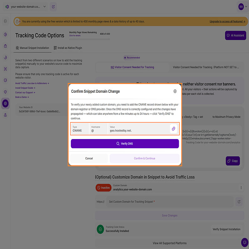 Einrichten Ihres CNAME-DNS-Eintrags Einrichten Ihres CNAME-DNS-Eintrags