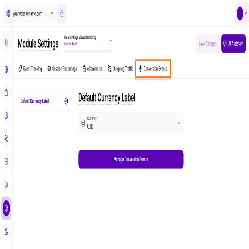 Set the Currency for Conversion Events