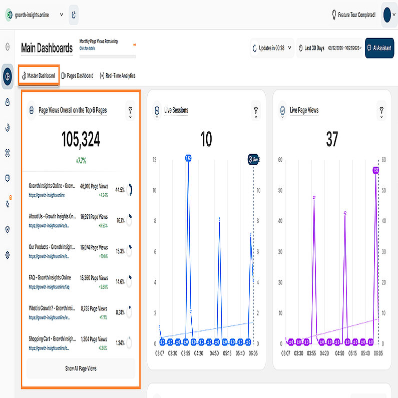 Easily View Your Top 6 Pages in the Master Dashboard Easily View Your Top 6 Pages in the Master Dashboard