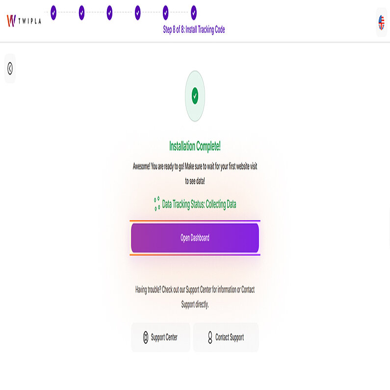 Tracking code installation complete