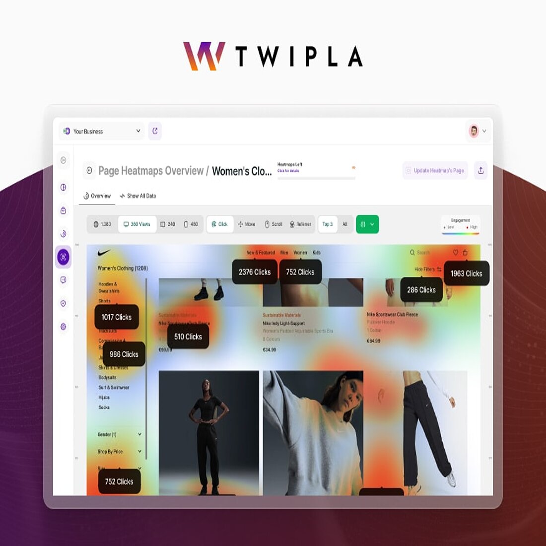 TWIPLA has a 4.5/5 rating on G2 Screenshot Wix plugins TWIPLA heatmaps interface