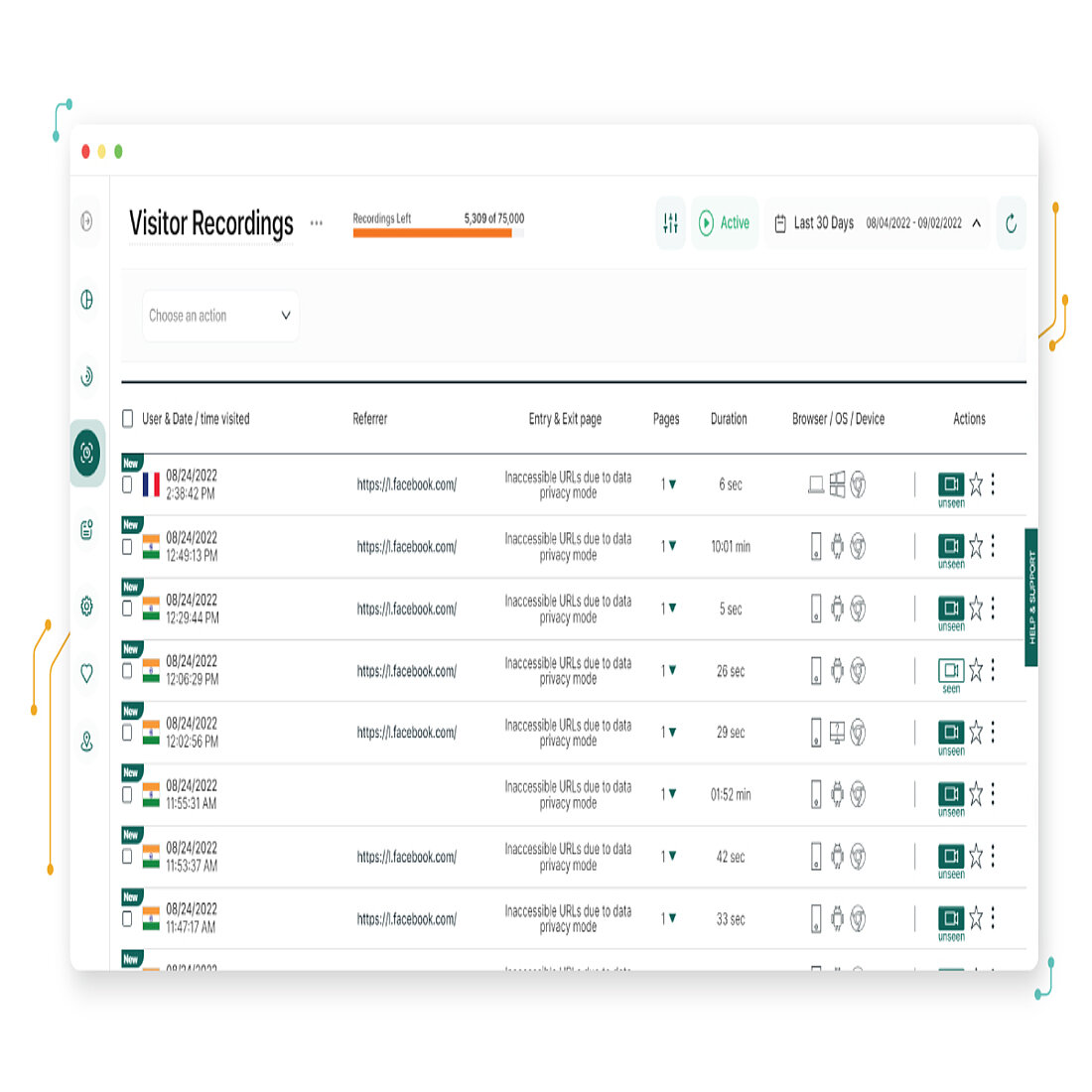 Visitor Analytics Visitor Recordings English
