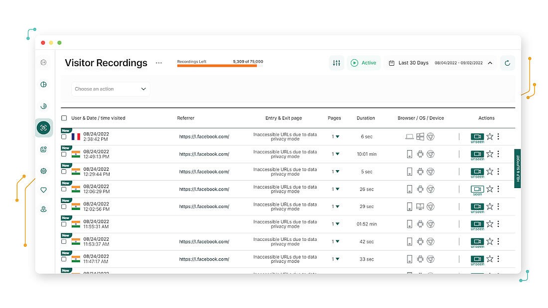 Visitor Analytics Visitor Recordings English