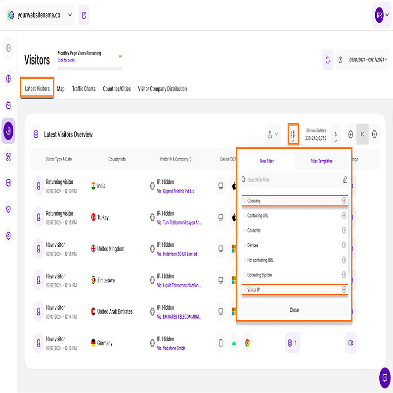 Optimize Your Latest Visitors List with Filters