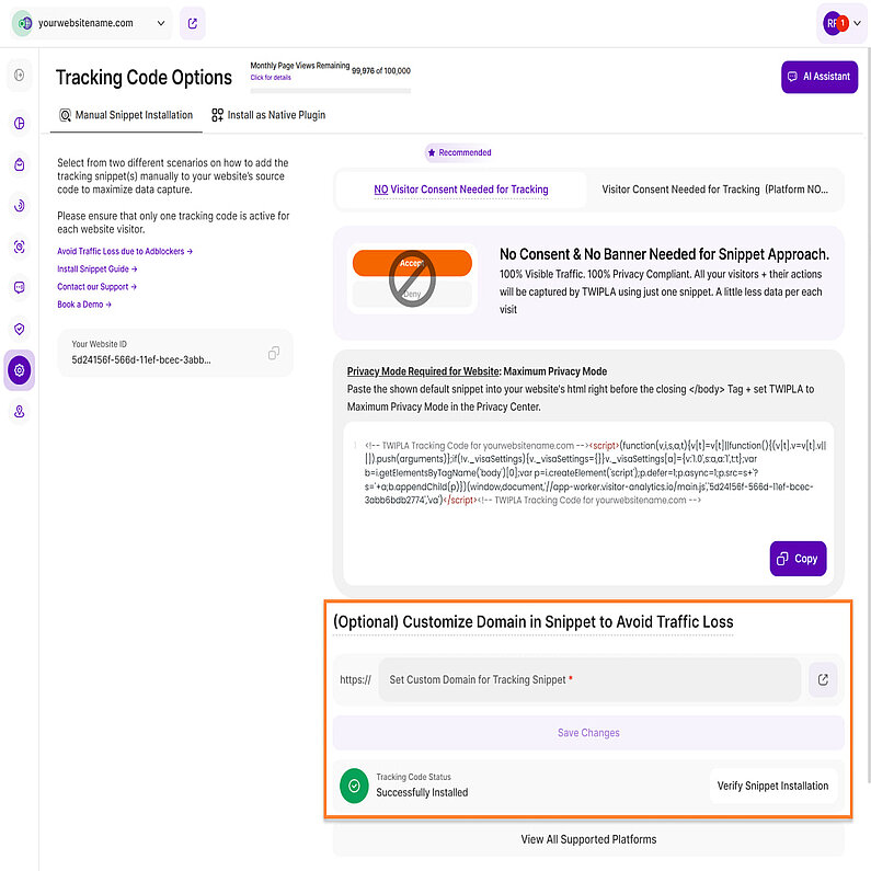 Einrichtung der benutzerdefinierten Domain-Verfolgung