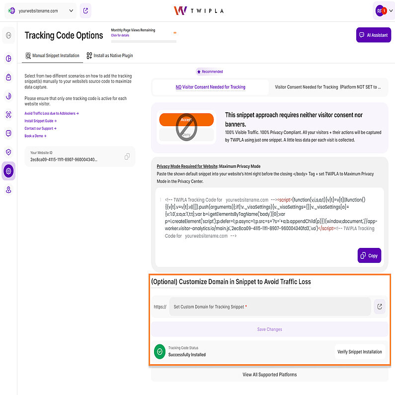Einrichtung der benutzerdefinierten Domain-Verfolgung