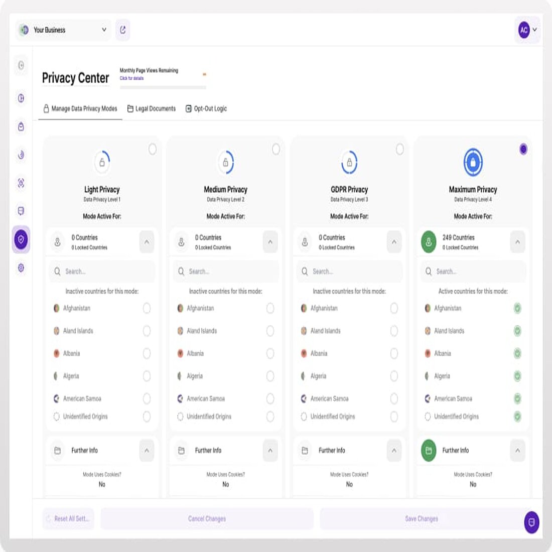 Mit anpassbaren Optionen können Sie die Aufzeichnungen an GDPR, CCPA oder andere Datenschutzbestimmungen anpassen - das gibt Ihnen Flexibilität und Sicherheit. Datenschutzkonforme Sitzungsaufzeichnungen