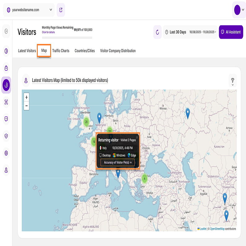 Visualisieren Sie die Standorte Ihrer Besucher Visualisieren Sie die Standorte Ihrer Besucher