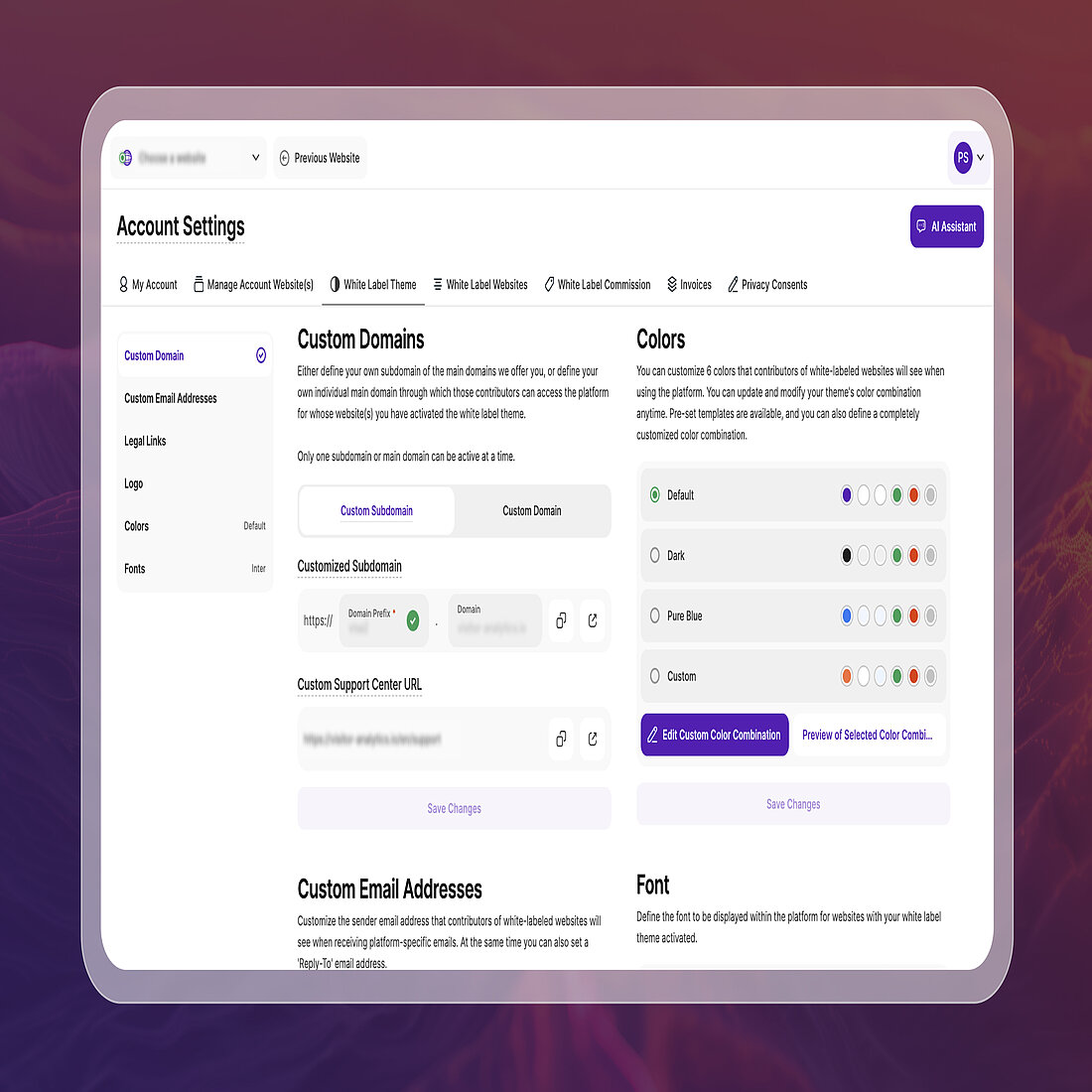Screenshot of TWIPLA's customisable options for agencies