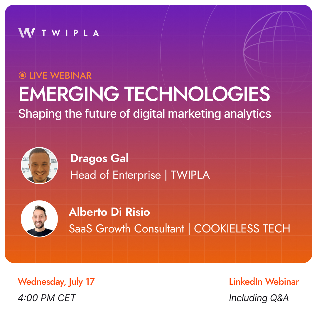 Webinar über aufkommende Technologien - TWIPLA COOKIELESS TECH Webinar-Ankündigungsgrafik